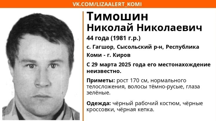 Фото ориентировки «Лиза Алерт Коми»