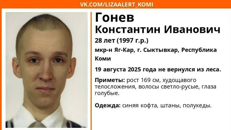 Фото ориентировки поискового отряда «Лиза Алерт Коми»